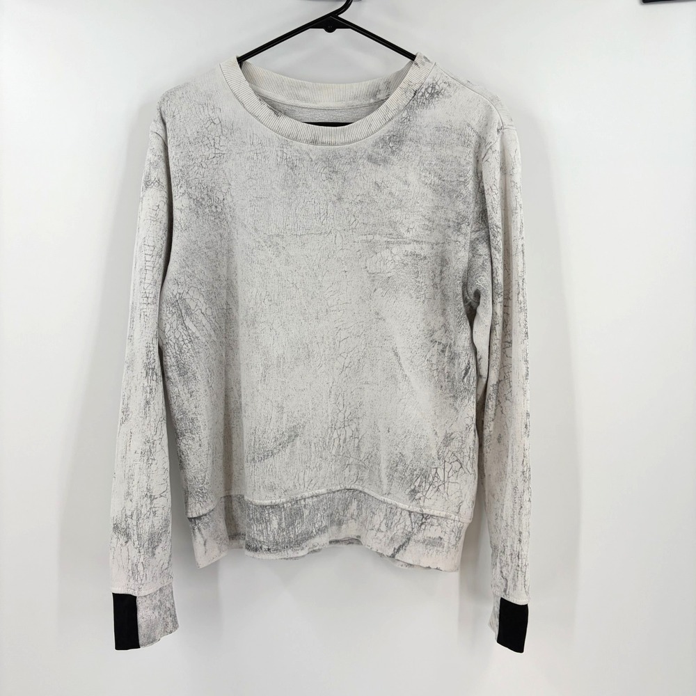 AIKO Galileo Marble Sweatshirt Womens Small Gray Crewneck Pullover Long Sleeve